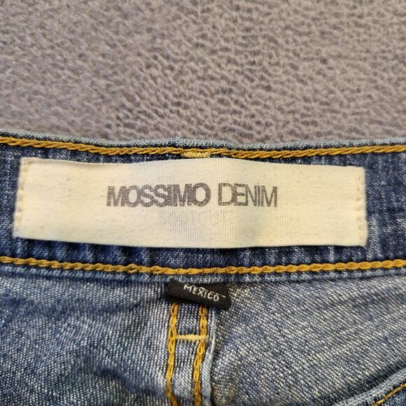 Mossimo Jeans Womens 16 Blue Medium Washed Distressed Flared Y2K Grunge - Picture 3 of 10